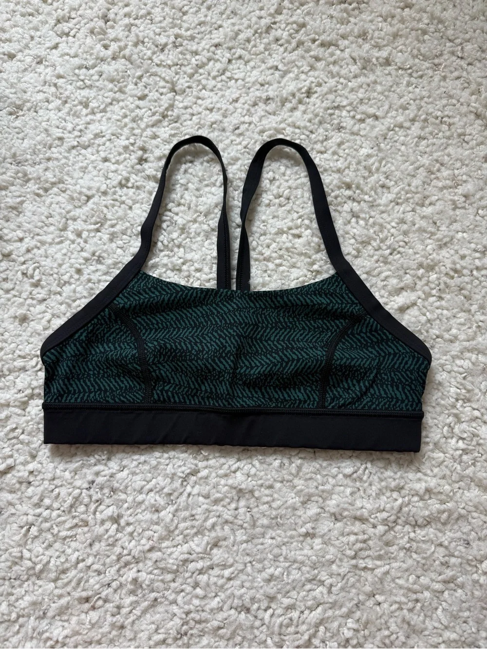 Lululemon Sports Bra Black & Teal Pattern